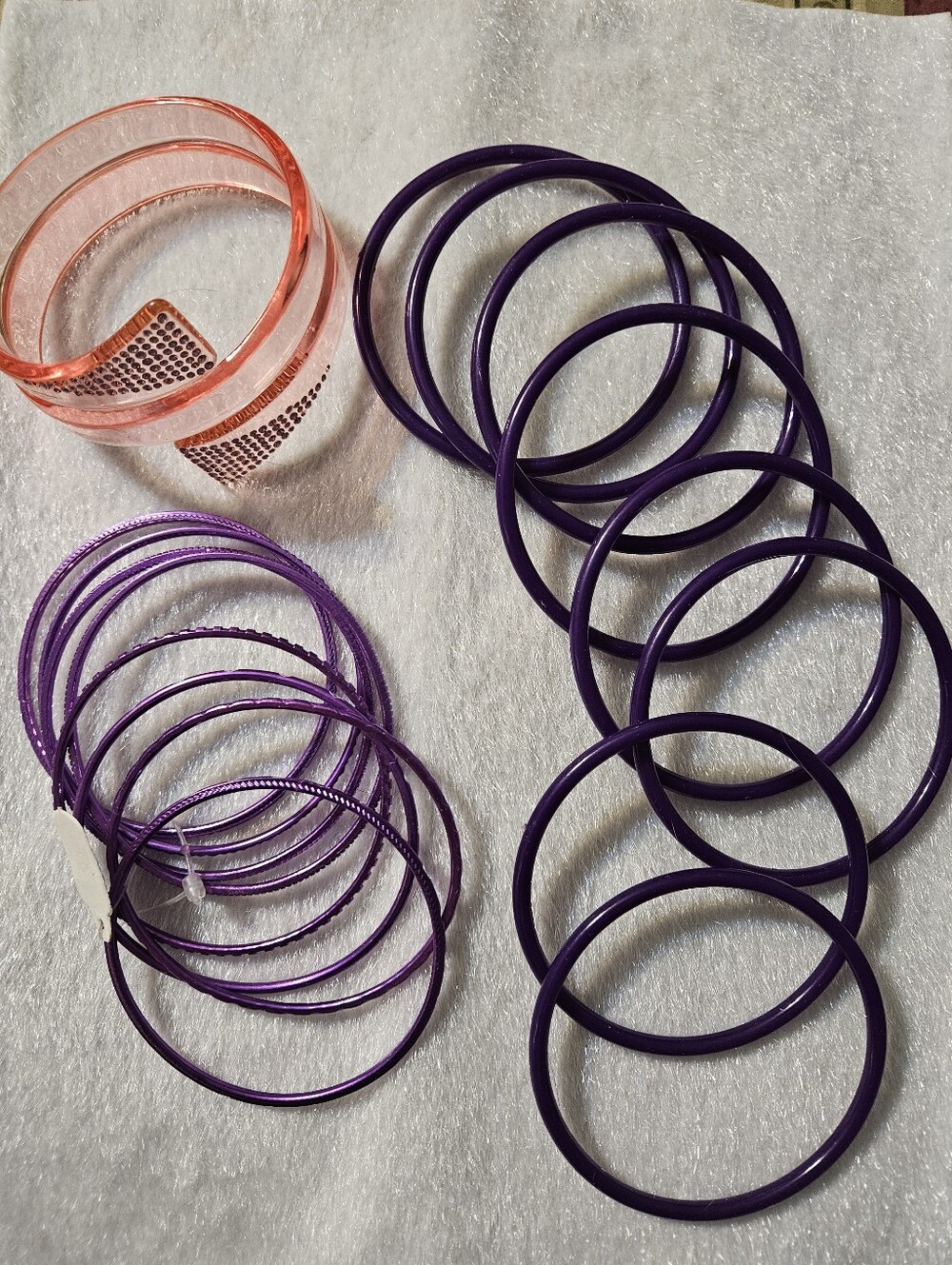 Purple and Peach Bangle Bracelet Set - Women Accessories
